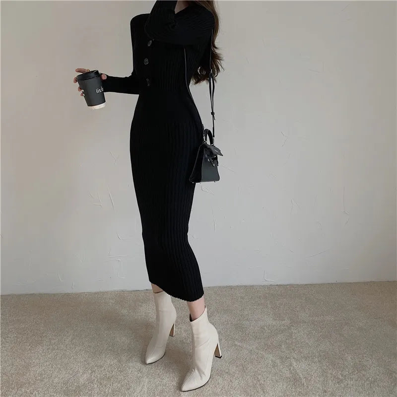 Ribella V-Neck Knit Midi Dress