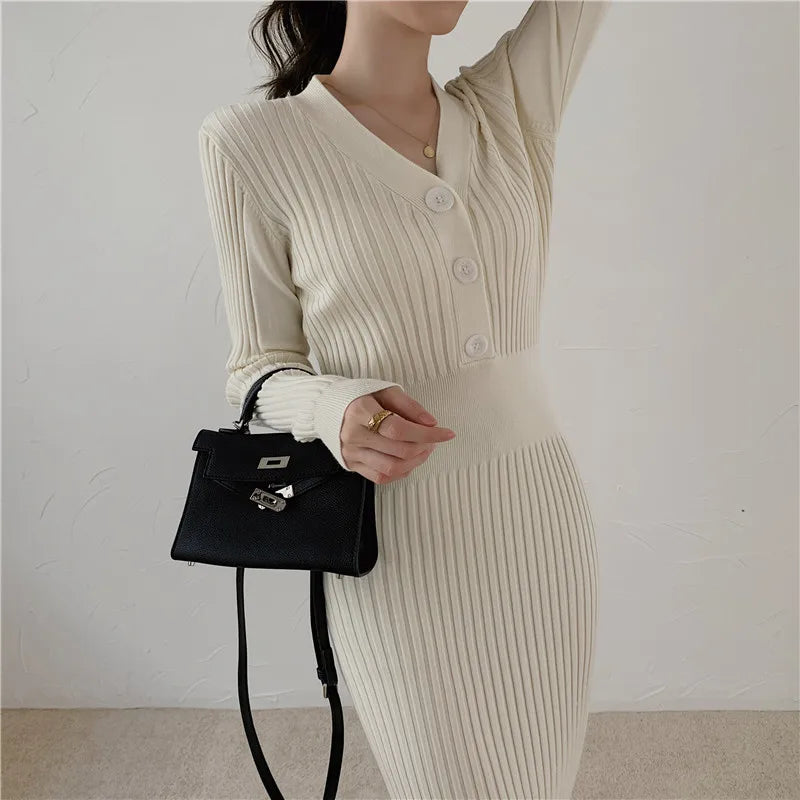 Ribella V-Neck Knit Midi Dress