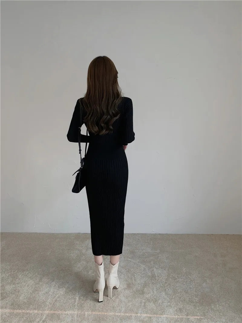 Ribella V-Neck Knit Midi Dress