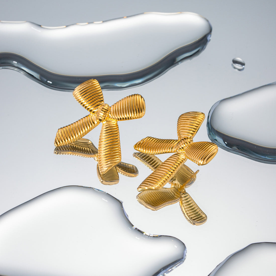 Cross-Border Striped Bow Earrings