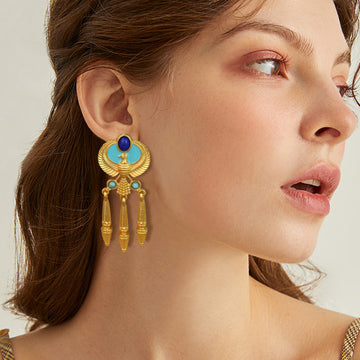 Silver Needle Middle vintage Phoenix Tassel Earrings