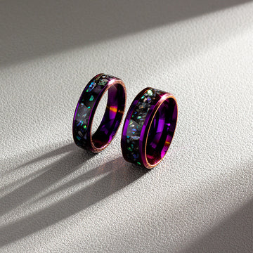 double color purple blue inlaid abalone shell ring