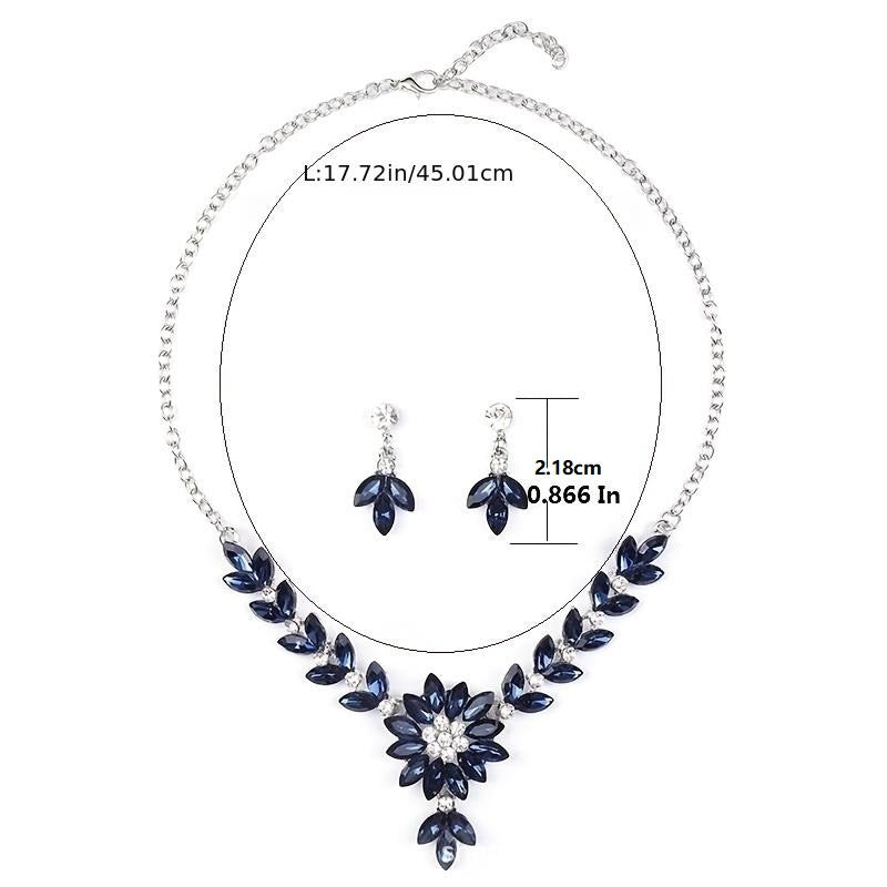 Alloy Inlaid Crystal Necklace Earrings Two-piece Women's Jewelry Set