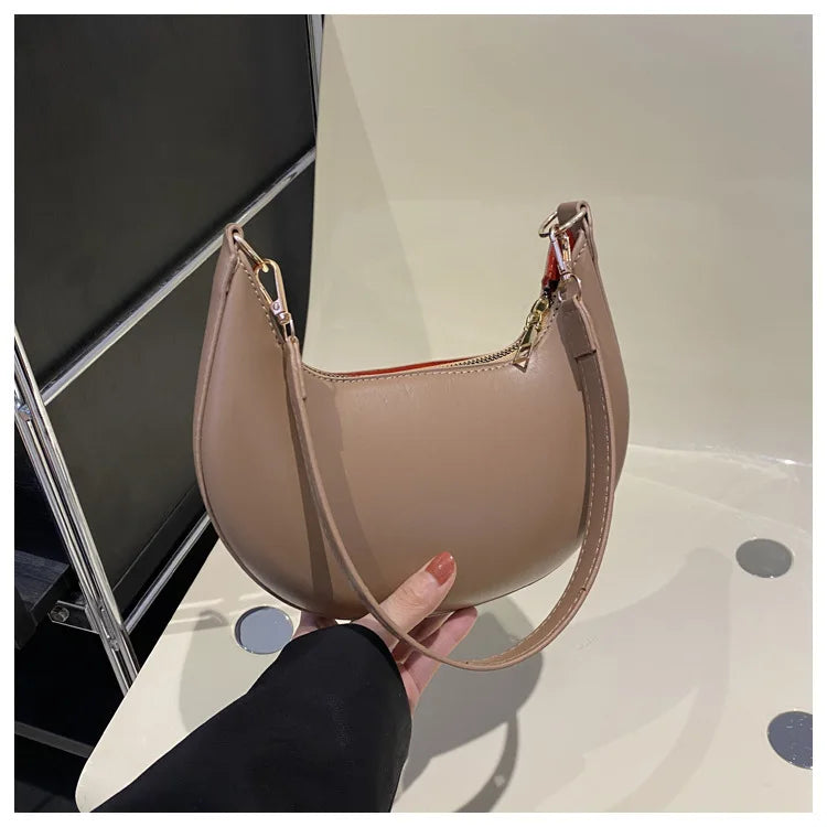Arcelle Half-Moon Shoulder Bag — Khaki