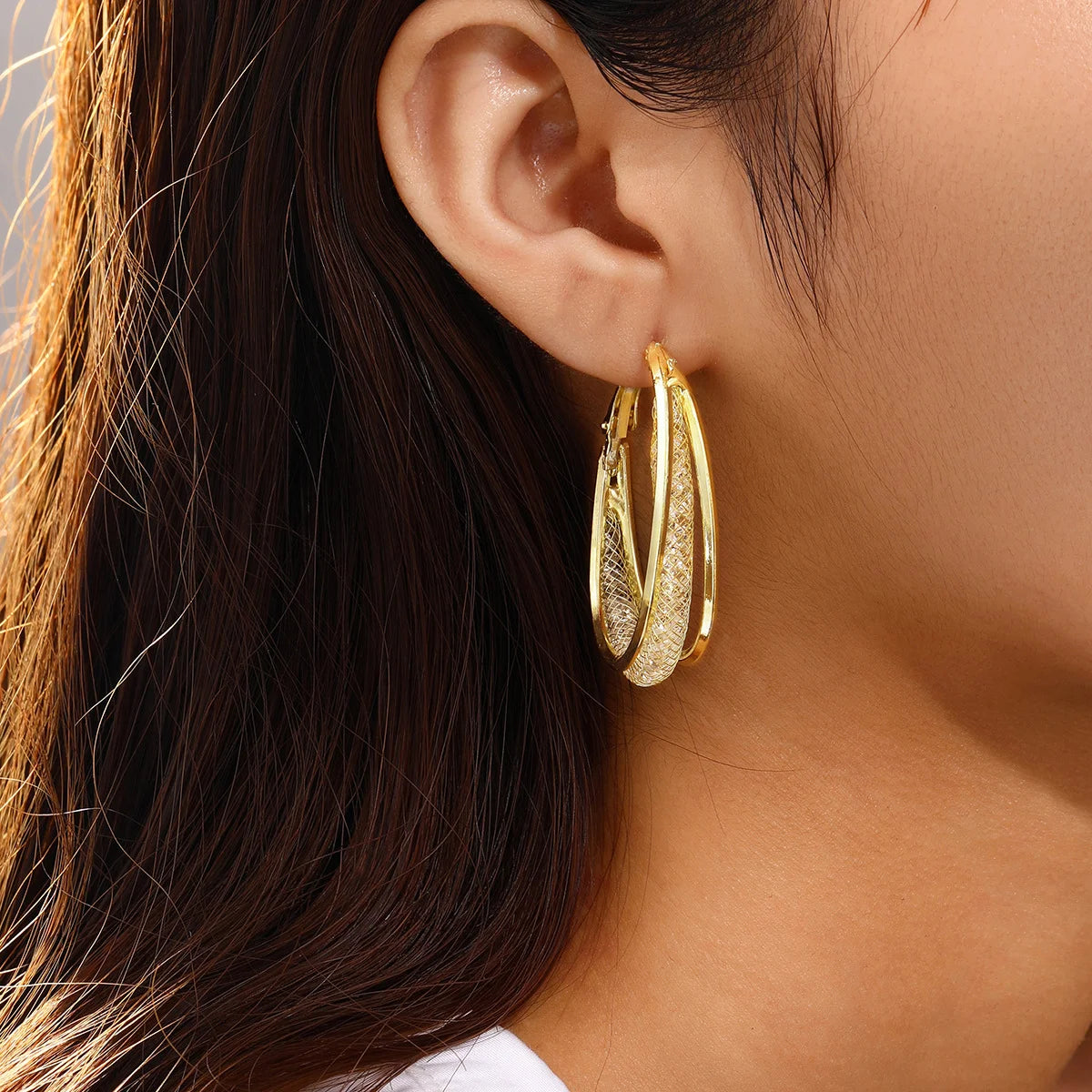 Sculptura Statement Earrings — Textured Gold Drops