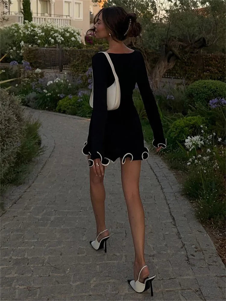 Rivelle Ruffle-Edge Knit Dress