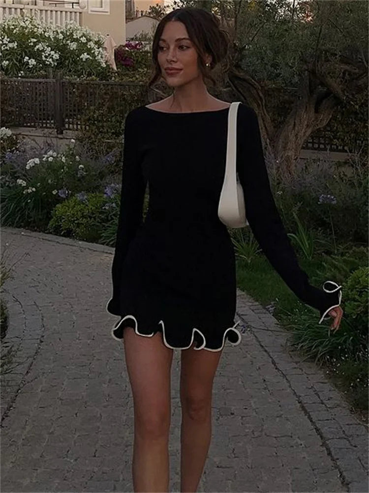 Rivelle Ruffle-Edge Knit Dress