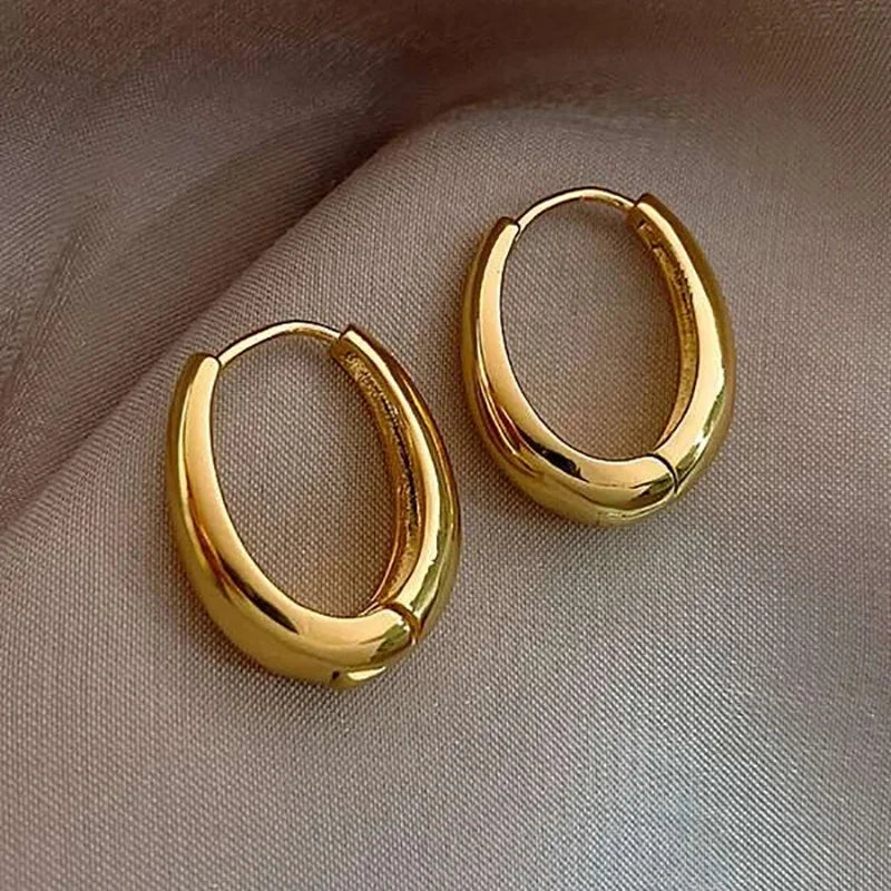 Sculptura Statement Earrings — Chunky Oval Hoops