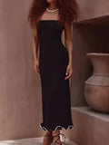 Rivelle Ruffle-Edge Knit Dress — Black Bandeau Dress