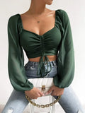Marisol Drawstring Crop Top in Green