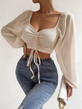 Marisol Drawstring Crop Top close-up detail
