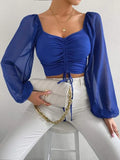 Marisol Drawstring Crop Top in Royal Blue