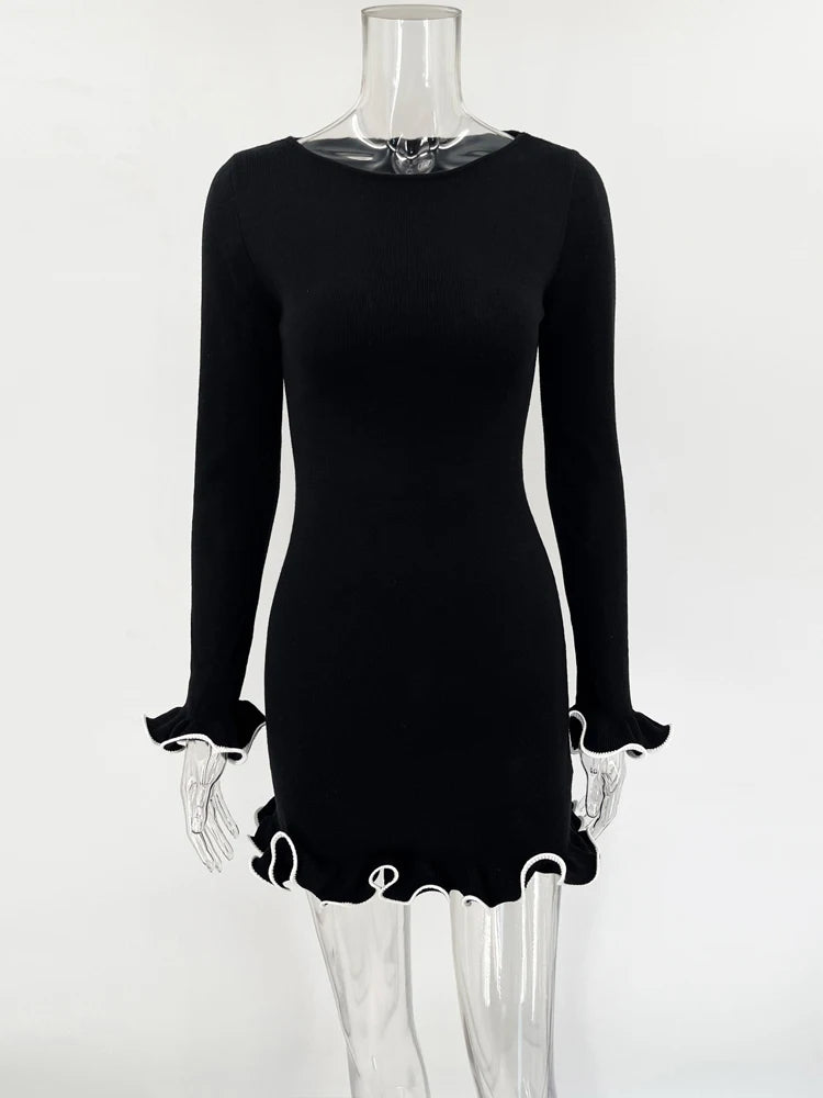 Rivelle Ruffle-Edge Knit Dress
