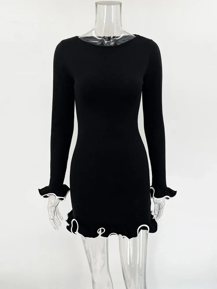 Rivelle Ruffle-Edge Knit Dress