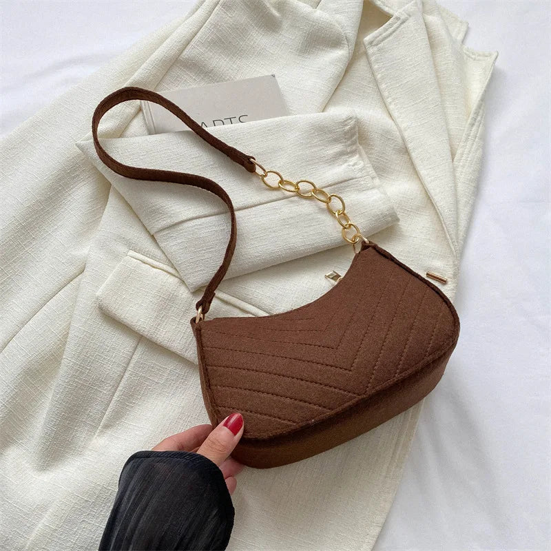 Chevra Felt Saddle Bag — Coffee