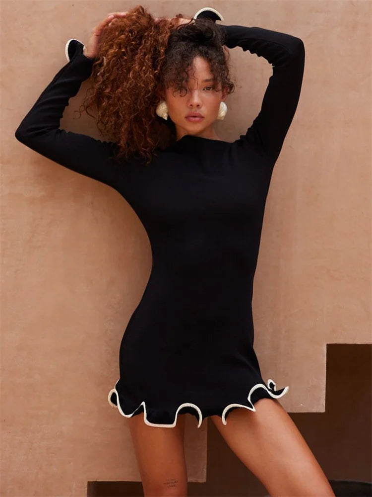 Rivelle Ruffle-Edge Knit Dress