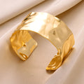 Fluxa Sculpted Cuff Bracelet — Mirror Gold Wide Cuff