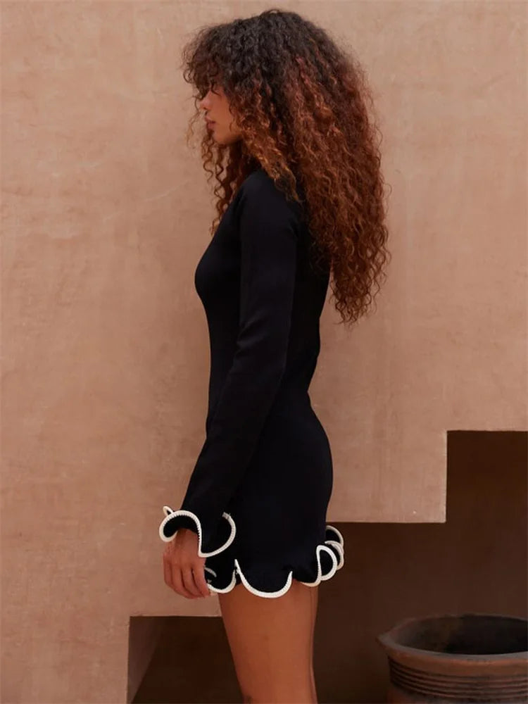 Rivelle Ruffle-Edge Knit Dress