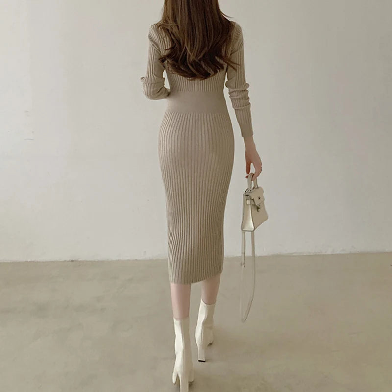 Ribella V-Neck Knit Midi Dress