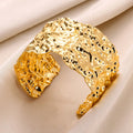 Fluxa Sculpted Cuff Bracelet — Perforated Gold Wide Cuff