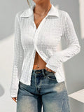 GLOSHWEAR Elara Slim Button Shirt in white with a turn-down collar