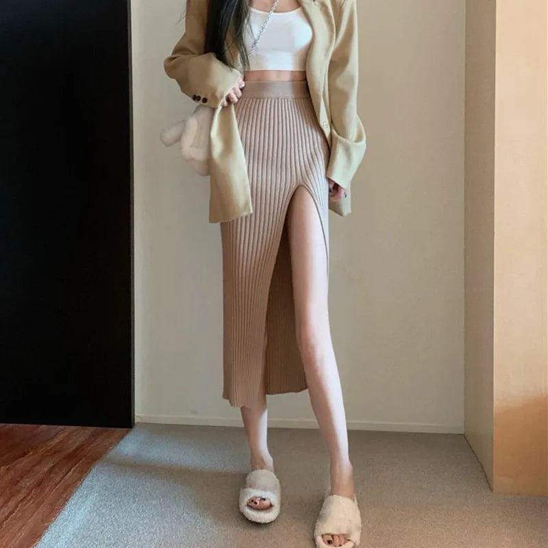 Splitta Knit Bodycon Midi Skirt