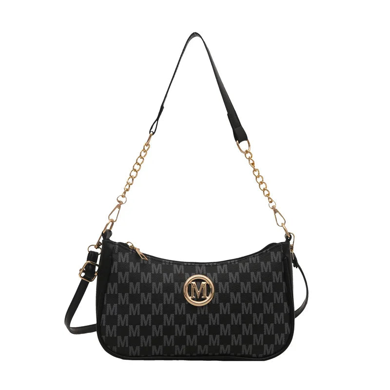 Mira Monogram Shoulder Bag — Black