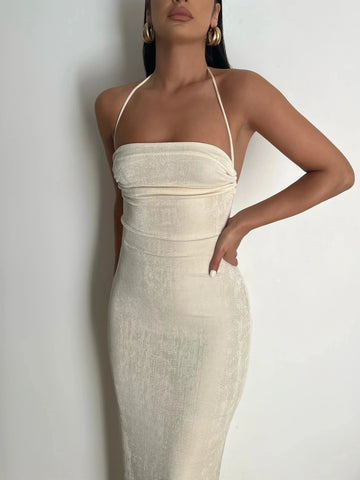Summer Drawstrings Sexy Backless Maxi Dress