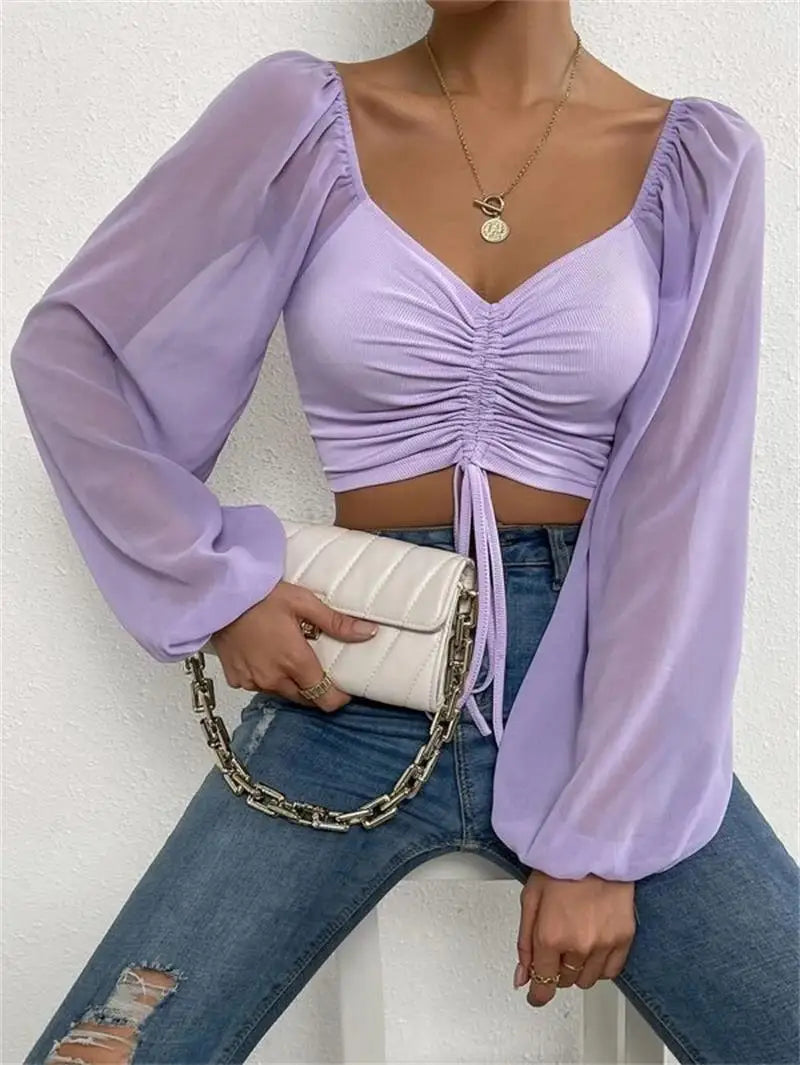 Marisol Drawstring Crop Top close-up detail
