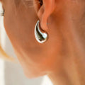 Sculptura Statement Earrings — Silver Teardrop Earrings