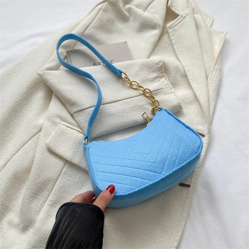 Chevra Felt Saddle Bag — Light Blue