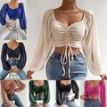 Marisol Drawstring Crop Top styled on model