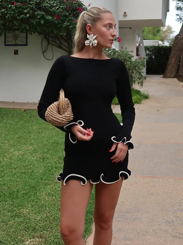 Rivelle Ruffle-Edge Knit Dress