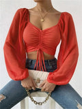 Marisol Drawstring Crop Top close-up detail