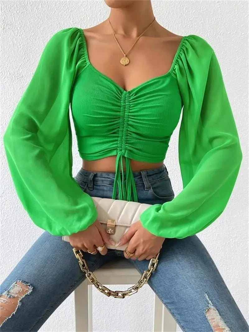 Marisol Drawstring Crop Top close-up detail