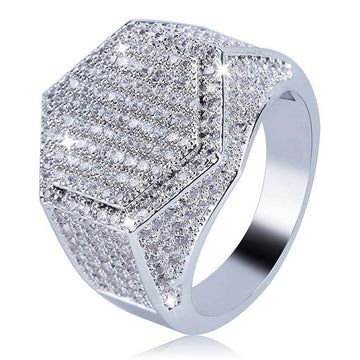 Men's Ring Hip Hop Iced Out High Quality Micro Pave CZ Finger Ring    Square Rings For Men Jewelry