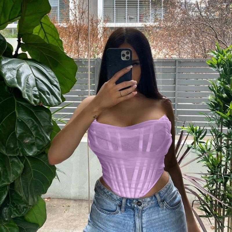 Sleeveless Strapless Bustier Corset Crop Tops