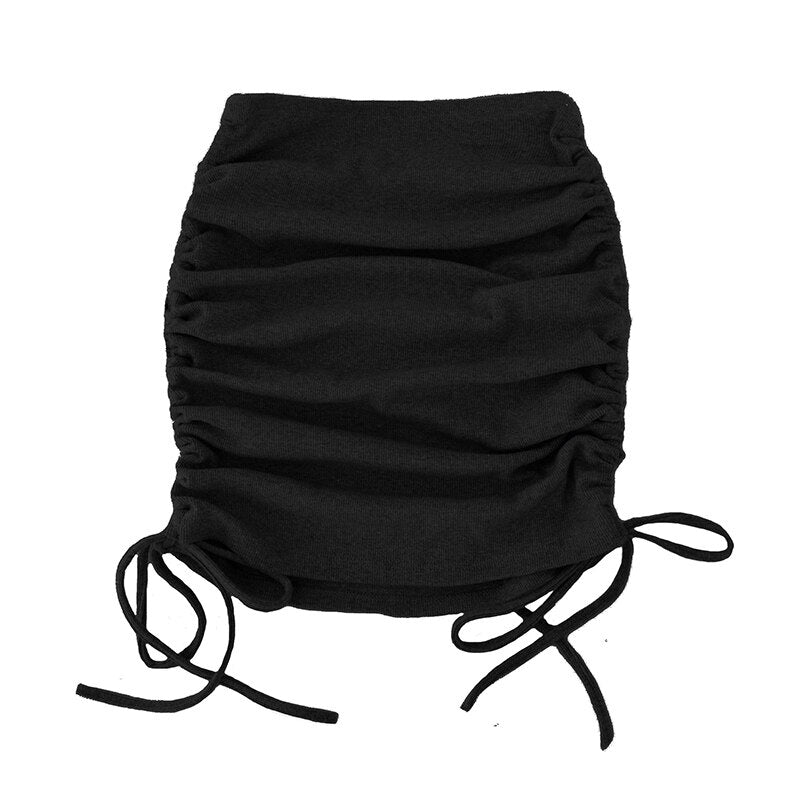 knitting thread side draw string elastic skirts