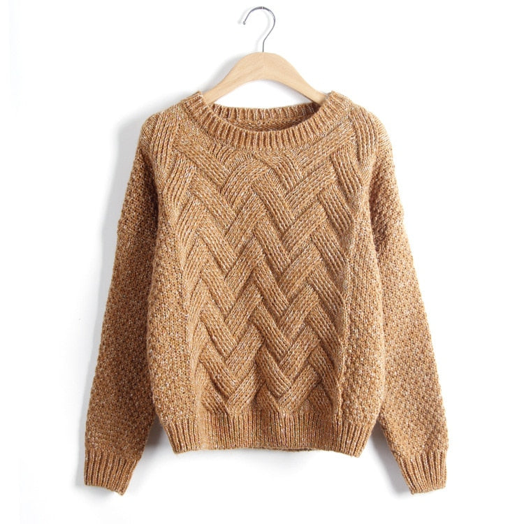 O-neck Solid Color Knitted Sweaters