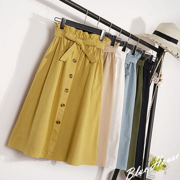 Elegant Button High Waist Skirt