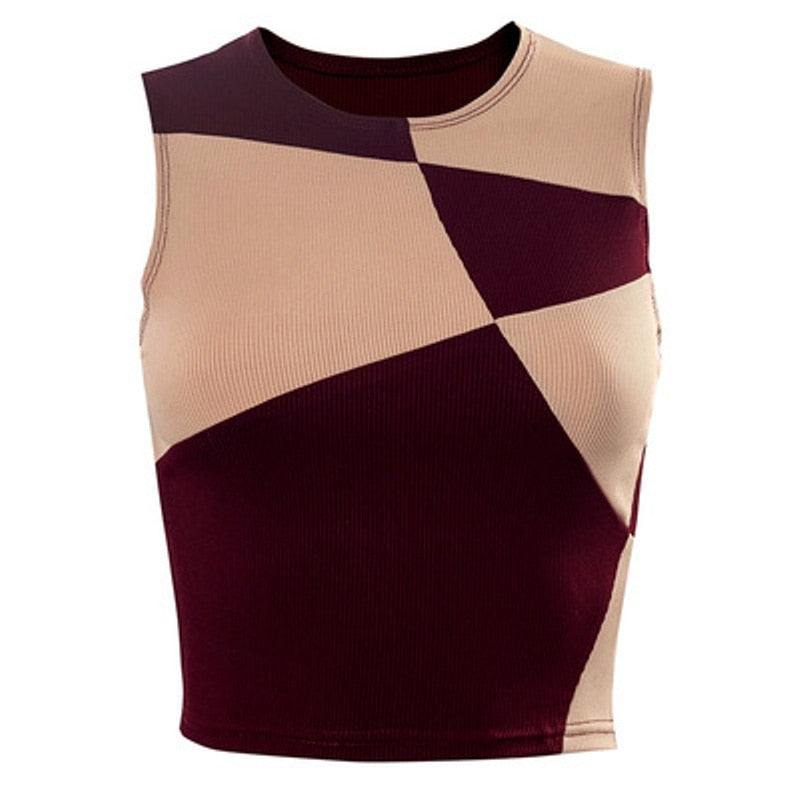 Patchwork Sleeveless Crop Top