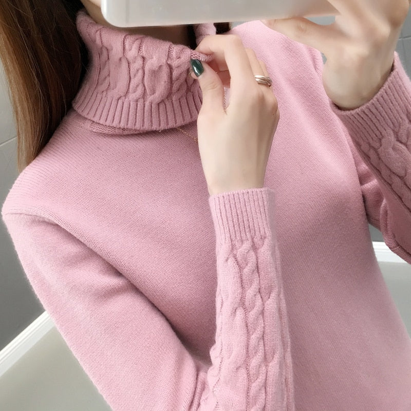 Turtleneck Long Sleeves Pullovers
