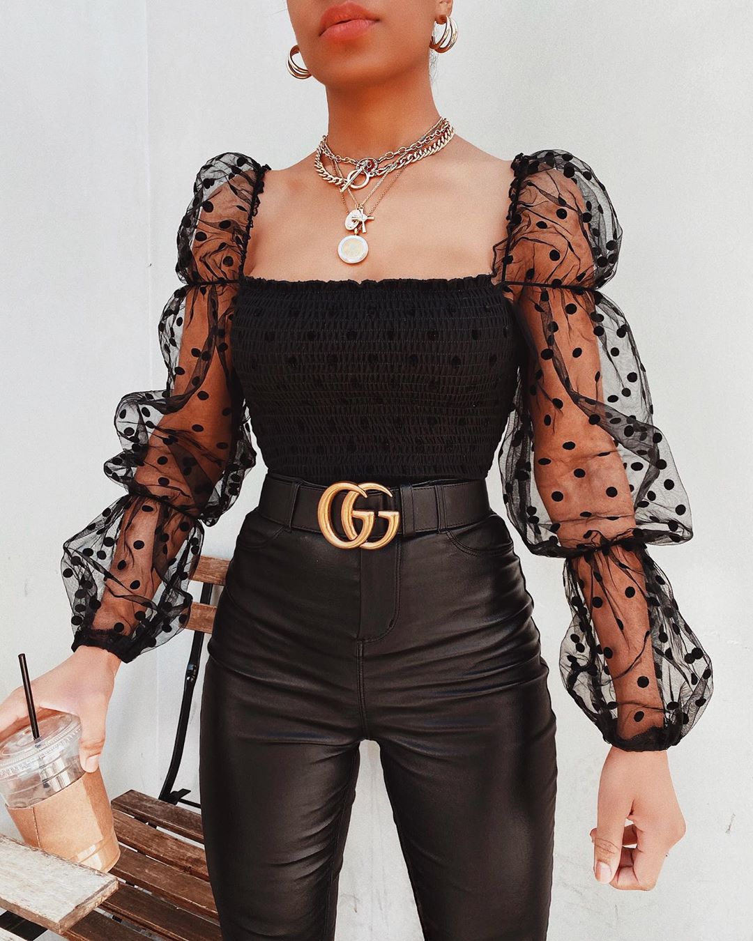Mesh Sheer Chiffon Blouse