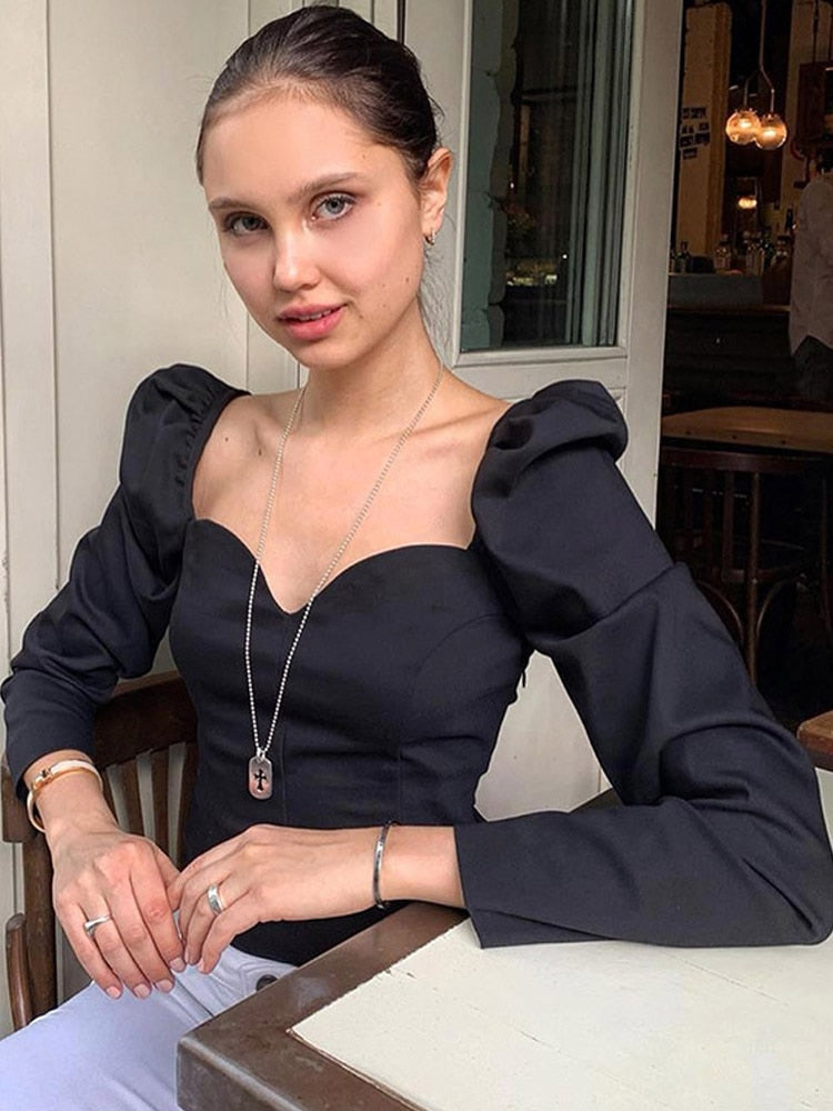 puff sleeve Slim blouse