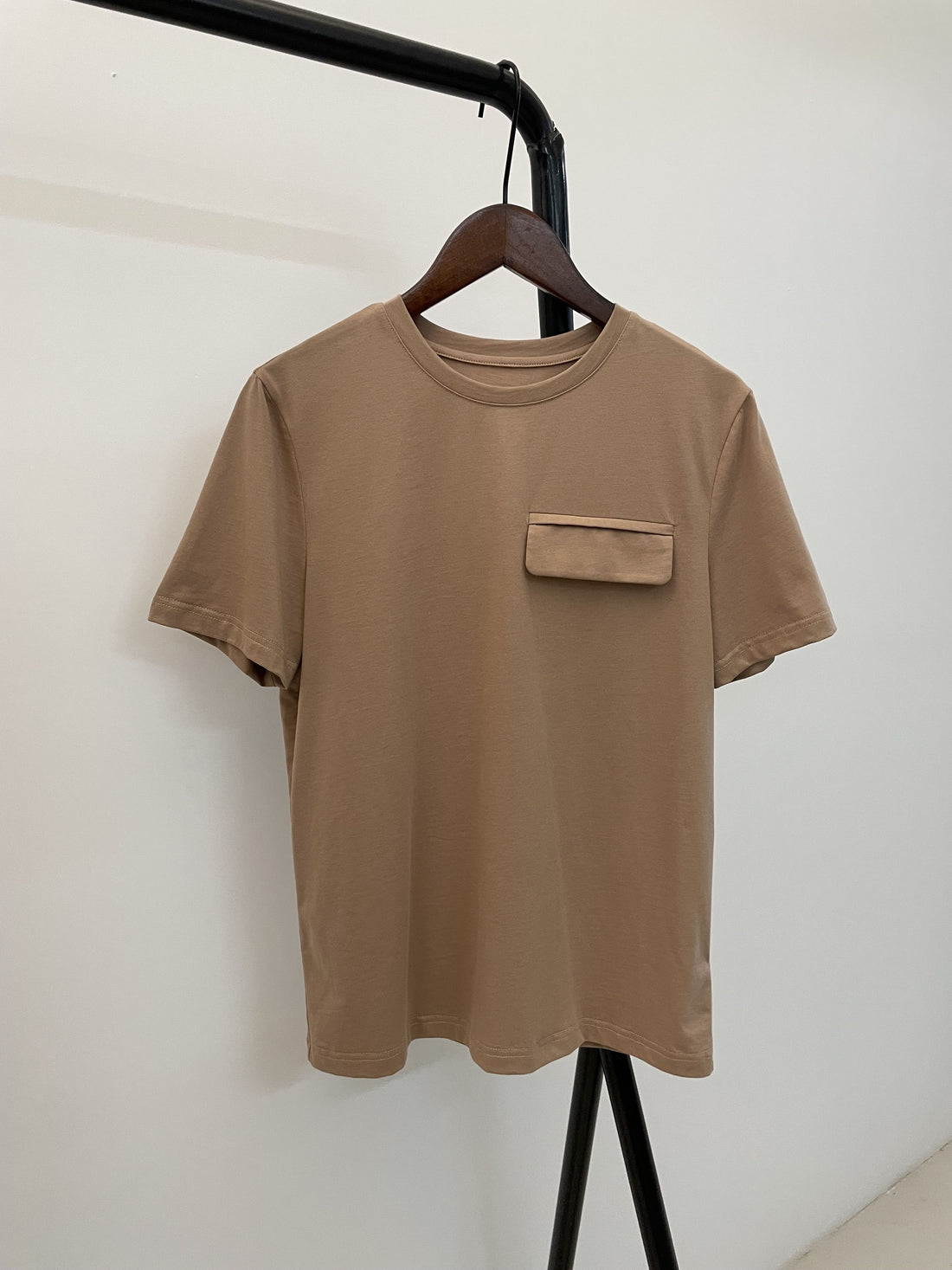 Casual Solid Fake Pocket T-shirts