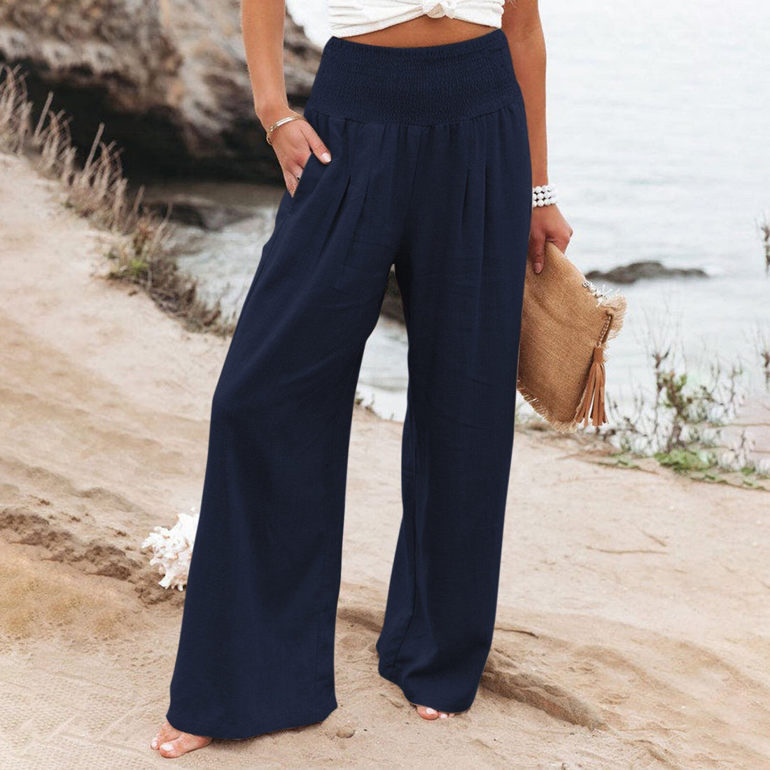 Cotton Linen Wide Leg Pants