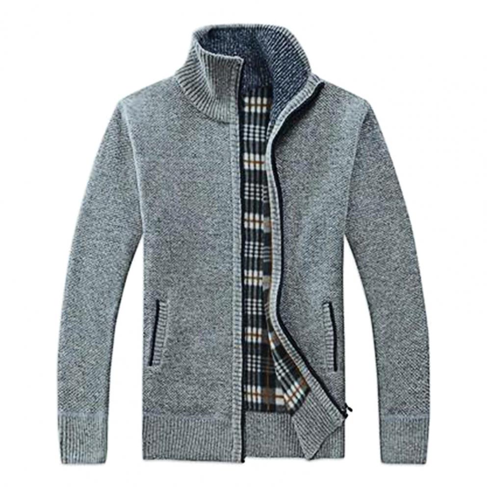 Loose Stand Collar Plush Cardigan Sweater