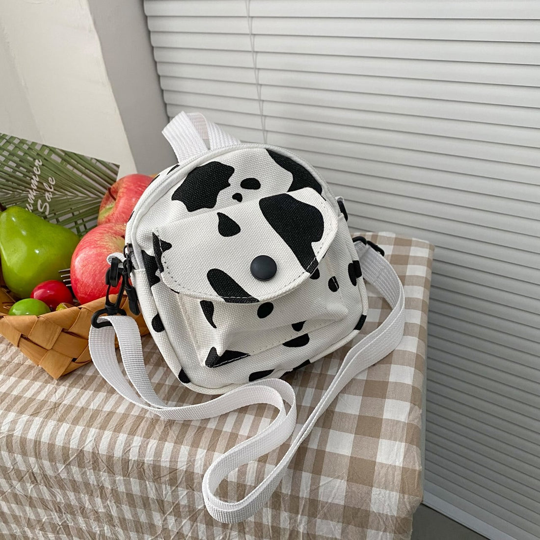Cow Zebra Pattern Canvas Crossbody Bags