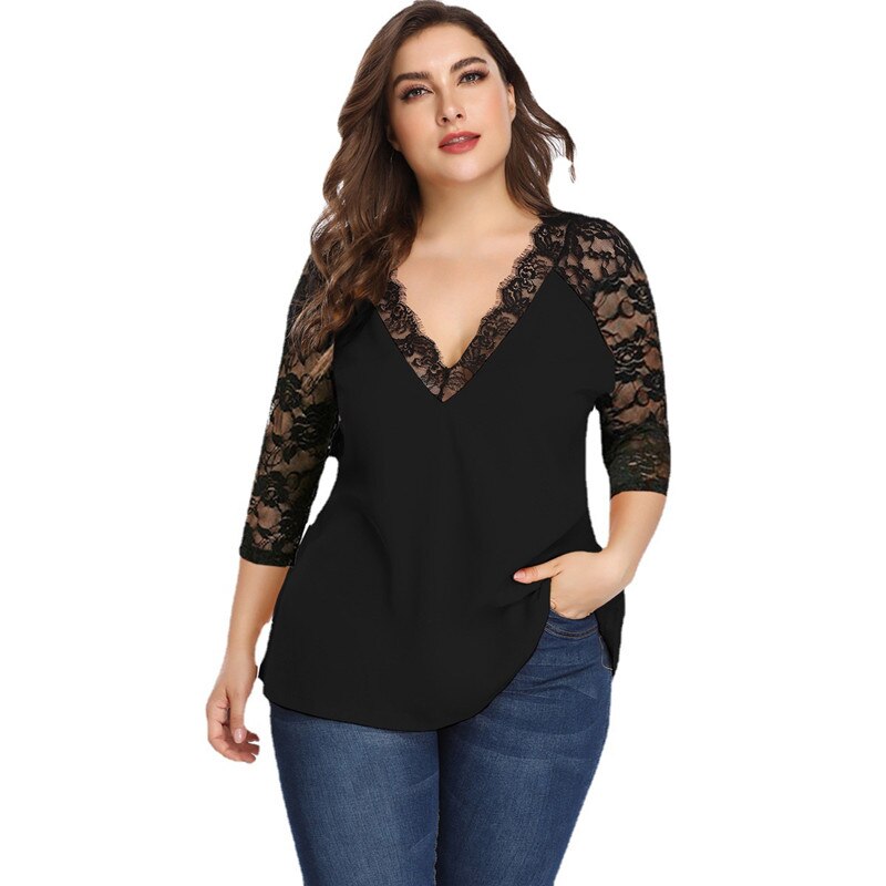 Lace Three Quarter Sleeve Patchwork