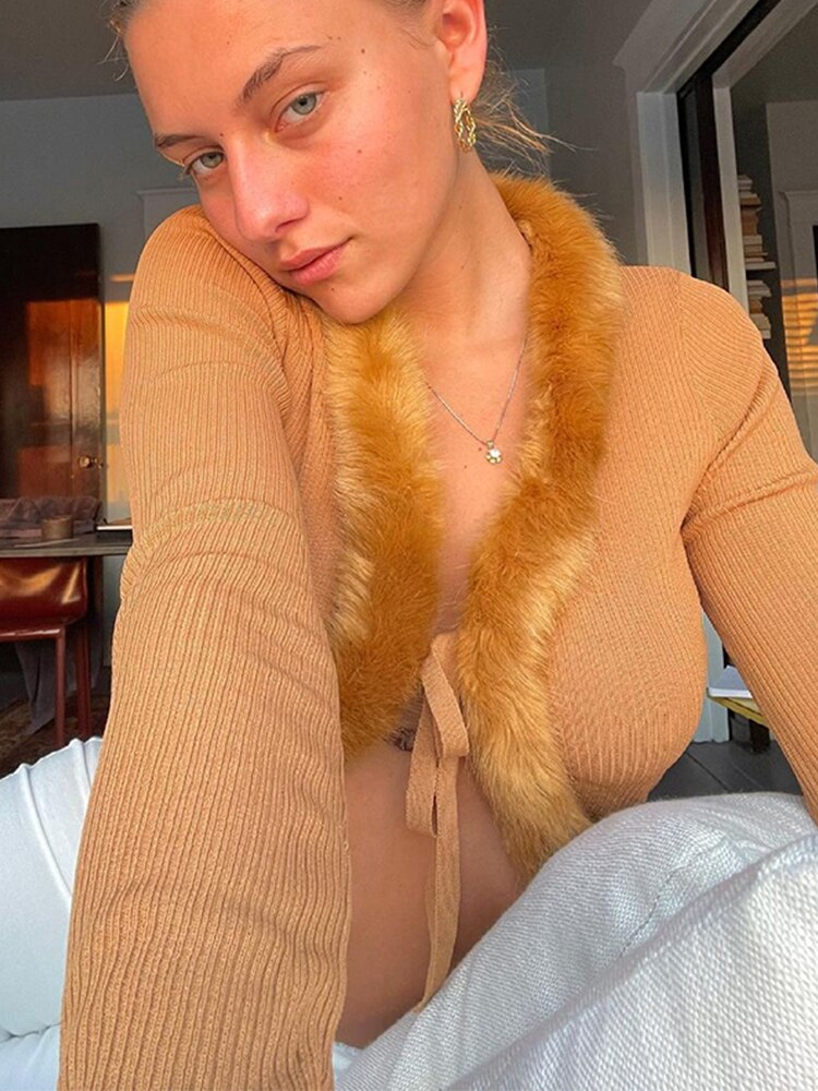 Cardigans Solid Aesthetic Crop Tops
